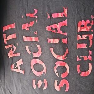 Anti Social Social Club Black Hoodie with Red/Pink Camo Logo